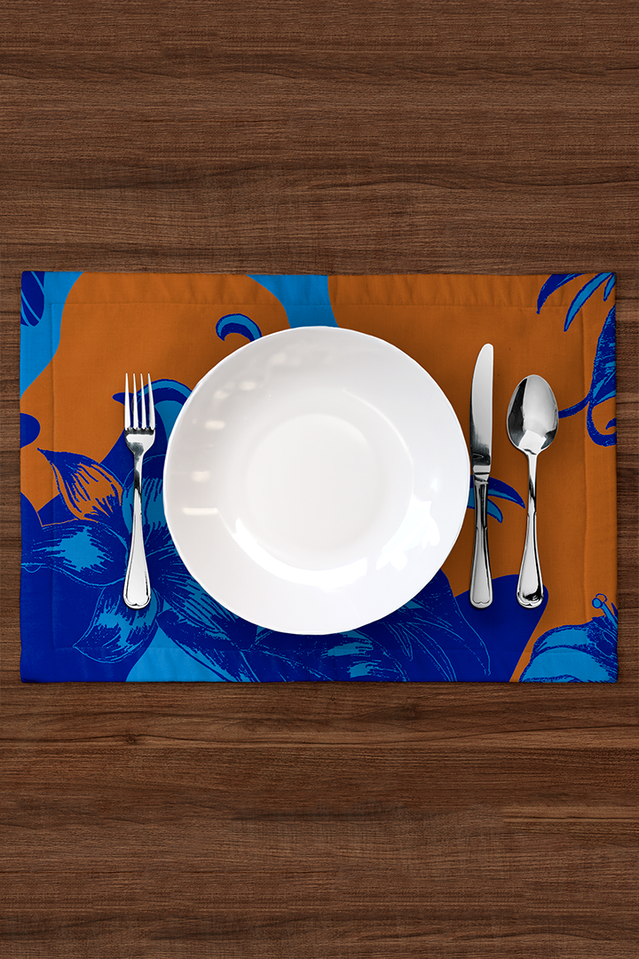 Tropical Paissage Placemat in Blue & Orange