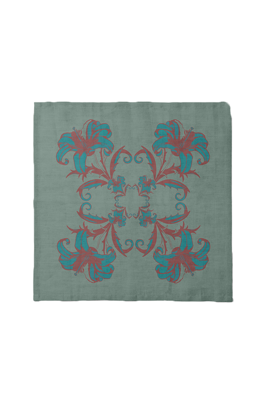 Art Nouveau Flower Napkin in Green