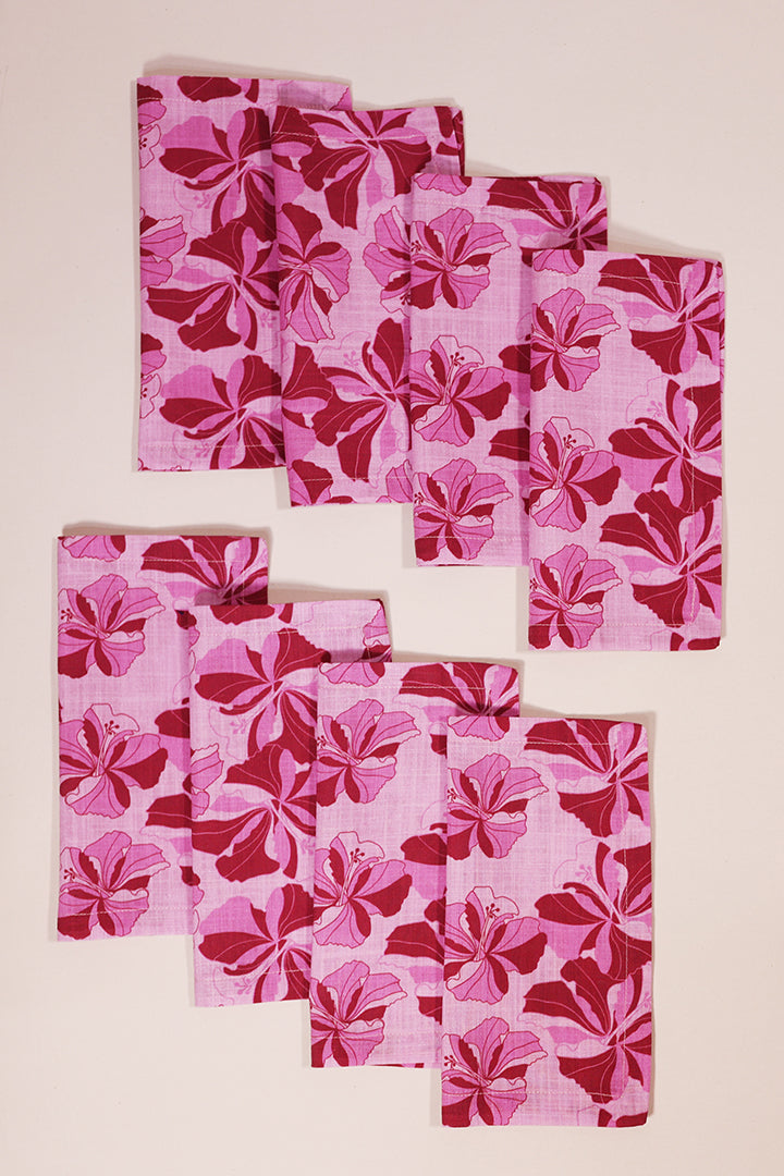 Cocktail Napkins Tropical Cayena in Pink | Set of 4