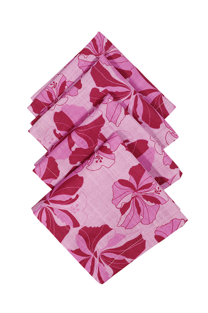 Cocktail Napkins Tropical Cayena in Pink | Set of 4
