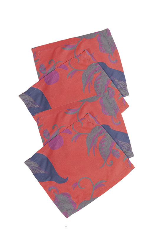 Cocktail Napkins Tropical Paissage in Bright Pink | Set of 4