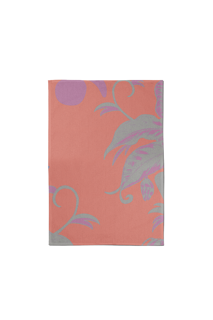 Tea Towel Tropical Paissage in Bright Pink