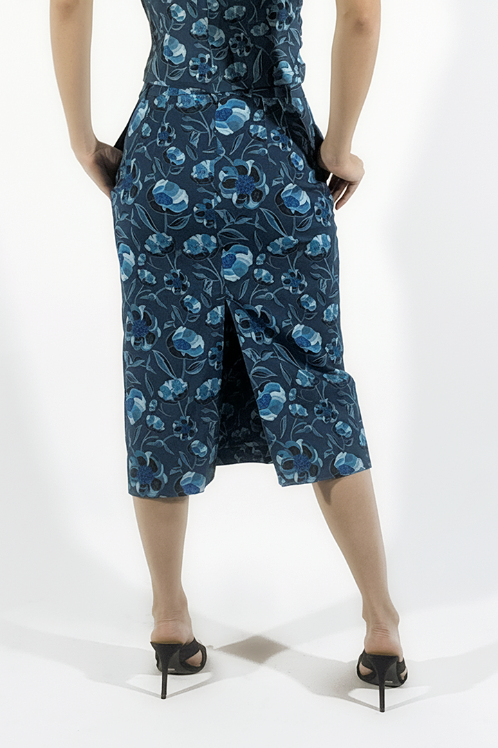 Raspberry Charm Garden Cotton Skirt